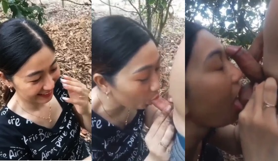 Cô nàng dạo rừng quay clip thì bất ngờ bị ép quỳ bú cu ngay giữa rừng xanh.